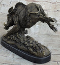 Load image into Gallery viewer, Wild Boar Feral Hog Pig Kicking Hind Legs Bronze Sculpture Statue Figure on Marble Base