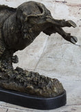 Load image into Gallery viewer, Wild Boar Feral Hog Pig Kicking Hind Legs Bronze Sculpture Statue Figure on Marble Base