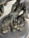 Load image into Gallery viewer, Bear Catching Salmon Bronze Metal Bust Statue Sculpture Original Art on Marble Base