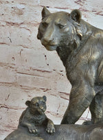 Hot Cast Bronze Tiger Family Statue Sculpture Decor Wildlife Art