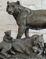 Hot Cast Bronze Tiger Family Statue Sculpture Decor Wildlife Art