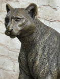 Load image into Gallery viewer, Mountain Lion Puma Panther Cougar Bronze Sculpture Statue Figure on Marble Base