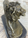 Load image into Gallery viewer, Lion Bronze Sculpture Statue Figure Handmade Art by Antoine Barye on Marble Base