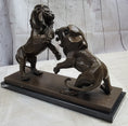 Load image into Gallery viewer, Two Guardian Lions Bronze Sculpture Statue Decor on Marble Base by Antoine Barye
