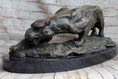Load image into Gallery viewer, Waking Panther Mountain Lion Puma Big Cat Bronze Statue Sculpture on Marble Base