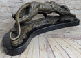 Load image into Gallery viewer, Waking Panther Mountain Lion Puma Big Cat Bronze Statue Sculpture on Marble Base