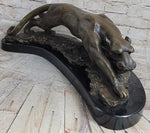 Waking Panther Mountain Lion Puma Big Cat Bronze Statue Sculpture on Marble Base