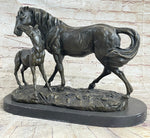 Horse & Foal Bronze Statue Sculpture Equestrian Stables Barn Decor Original Milo