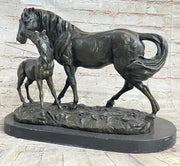 Horse & Foal Bronze Statue Sculpture Equestrian Stables Barn Decor Original Milo