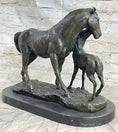 Load image into Gallery viewer, Horse & Foal Bronze Statue Sculpture Equestrian Stables Barn Decor Original Milo