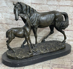 Horse & Foal Bronze Statue Sculpture Equestrian Stables Barn Decor Original Milo