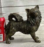 Pomeranian Breed Puppy Dog Bronze Figurine Figure Sculpture Statue Signed Art