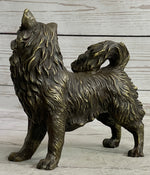 Pomeranian Breed Puppy Dog Bronze Figurine Figure Sculpture Statue Signed Art