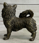 Pomeranian Breed Puppy Dog Bronze Figurine Figure Sculpture Statue Signed Art