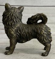 Pomeranian Breed Puppy Dog Bronze Figurine Figure Sculpture Statue Signed Art
