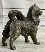 Pomeranian Breed Puppy Dog Bronze Figurine Figure Sculpture Statue Signed Art