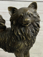 Pomeranian Breed Puppy Dog Bronze Figurine Figure Sculpture Statue Signed Art
