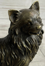 Pomeranian Breed Puppy Dog Bronze Figurine Figure Sculpture Statue Signed Art