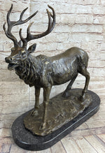 Bronze Marble Statue Elk Deer Stag Hunter Wildlife Art Sculpture Figure Figurine