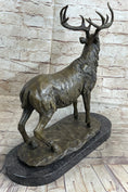 Load image into Gallery viewer, Bronze Marble Statue Elk Deer Stag Hunter Wildlife Art Sculpture Figure Figurine
