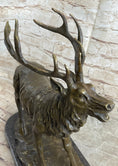 Load image into Gallery viewer, Bronze Marble Statue Elk Deer Stag Hunter Wildlife Art Sculpture Figure Figurine