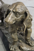 Load image into Gallery viewer, Basset Hound Dog Figure Art Deco Bronze Sculpture on Marble Base Figurine Gift
