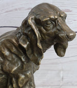 Basset Hound Dog Figure Art Deco Bronze Sculpture on Marble Base Figurine Gift