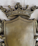 Coat of Arms Family Crest Lions Crown Bronze Wall Mounted Hanging Sculpture 13