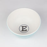 Blue and white ceramic dog bowl