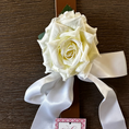 Load image into Gallery viewer, Creamy White Rose on Tan Leather Large Dog Wedding Collar - Handmade - Southlake Paws