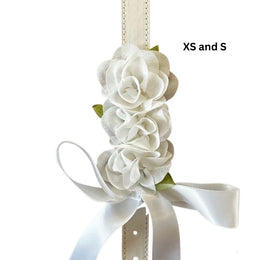 White Silk Flowers Wedding Dog Collar - Handmade