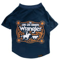 Load image into Gallery viewer, Wrangler Logo Graphic Tee Navy Buckle luxury boutique pet product from Southlake Paws