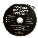 Kurt Adler 600-Light 49.2-Foot Cool White LED White Wire Rice Light Set