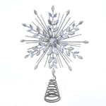 Kurt Adler 11.75. Inch 18-Light cool White Micro LED Silver Glittered Snowflake Treetopper