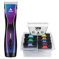 Load image into Gallery viewer, Dog Pulse ZR II Purple Galaxy Clipper with #30W Blade and 8Pc Wide Comb Attachment Bundle by Andis