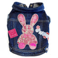 Load image into Gallery viewer, Big Pink Bunny Denim Dog Jacket alternate view