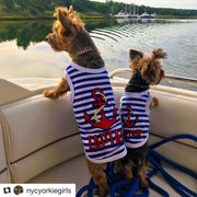 Parisian Pet 'Captain' Fun Sailor Dog Outfit – Soft and Breathable Nautical Pet Wear for Small Dogs & Cats, Blue & White Stripes