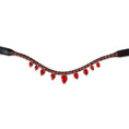 Load image into Gallery viewer, Scarlet Red Browband by Southlake Paws featuring a black strap adorned with red gemstones in a teardrop design.