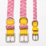 Braided Dog Collar Pink/Yellow