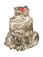 Crushing on YOU Metallic Velvet Dog Dress, Silver