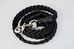 Dog Lead Black Plaited - Yellow Gold Hardware
