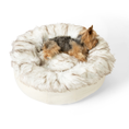 Load image into Gallery viewer, PupPouf™ Faux Fur Donut Dog Bed - White with Brown Accents