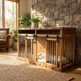 Load image into Gallery viewer, Oasis Large Dog Rustic Wood Kennel in Medium Wax - Southlake Paws
