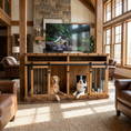 Load image into Gallery viewer, Oasis Large Dog Rustic Wood Kennel in Medium Wax - Southlake Paws