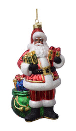 Kurt Adler 7-Inch Bellissimo Glass African American Santa Christmas Ornament
