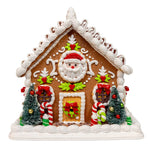 Kurt Adler 9 Inch Battery Operated Gingerbread House With Santa and Ribbon Candy Roof
