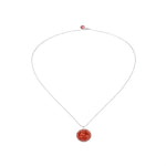 Sterling silver necklace with coin and red enamel