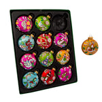 Kurt Adler 65MM Glass 12 Days Of Christmas Glass Ball Ornaments, 12-Piece Boxed Set