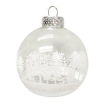 Kurt Adler 80MM Clear with White Tree Design Glass Ball Ornaments, 6 Piece Box
