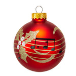 Kurt Adler 80MM Red With Music Notes Glass Ball Ornaments, 6-Piece Box